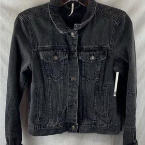 Free People Women’s Black Denim Jacket, XSmall